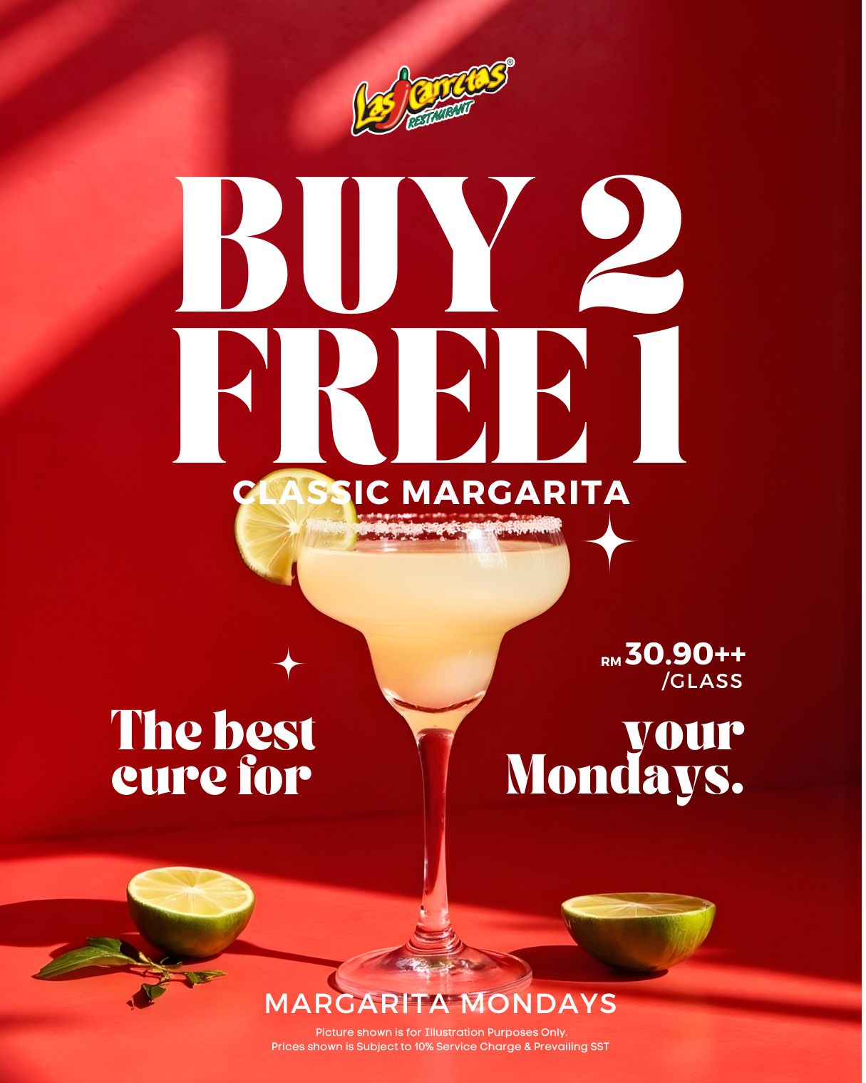 Buy 2 Free 1 Classic Margarita on Mondays!